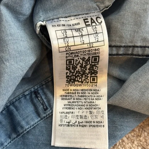 Guess Blue Denim Hooded Shirt Sz S - Picture 10 of 13